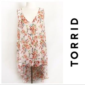 Torrid Hi Low Surplice Floral Top - Size 3X